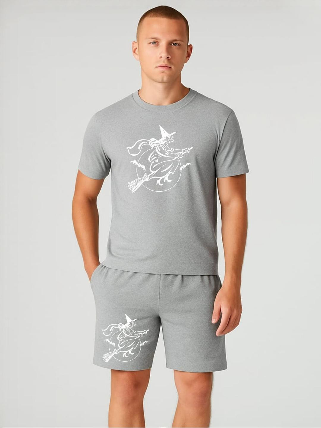 FABSTIEVE Witch Men Printed Round Neck T-Shirt With Shorts Co-Ords