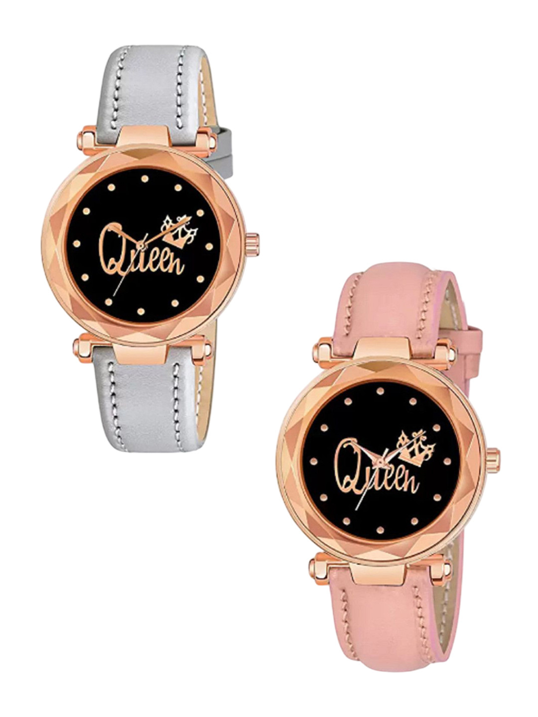 Miss Perfect Women Pack of 2 Round Dial & Regular Straps Analogue Watch DF40