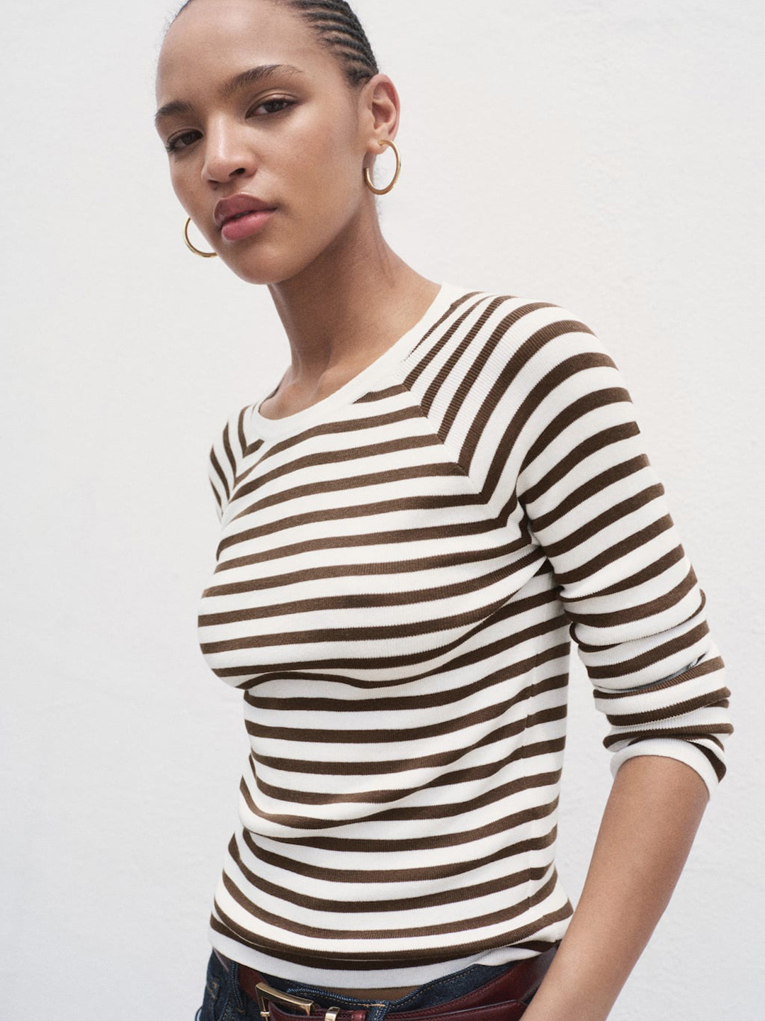 MANGO Fine Knit Striped Pullover