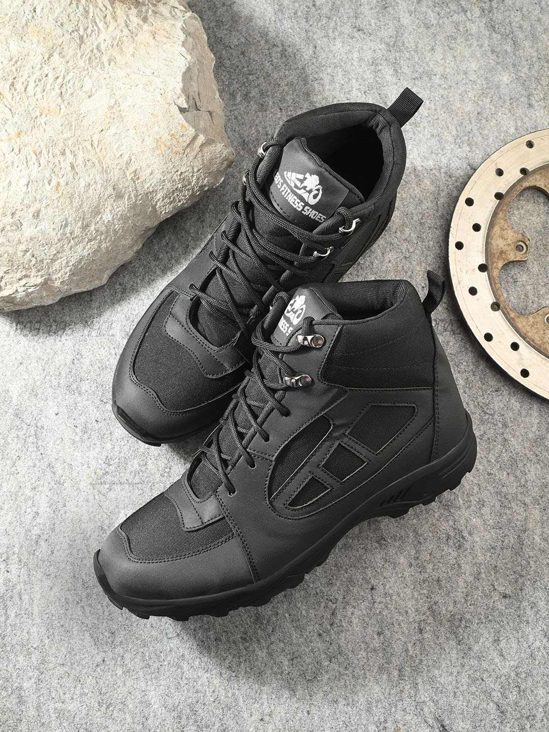 Leo's Fitness Shoes Men Platform Anti-Slip Round Toe Biker Boots