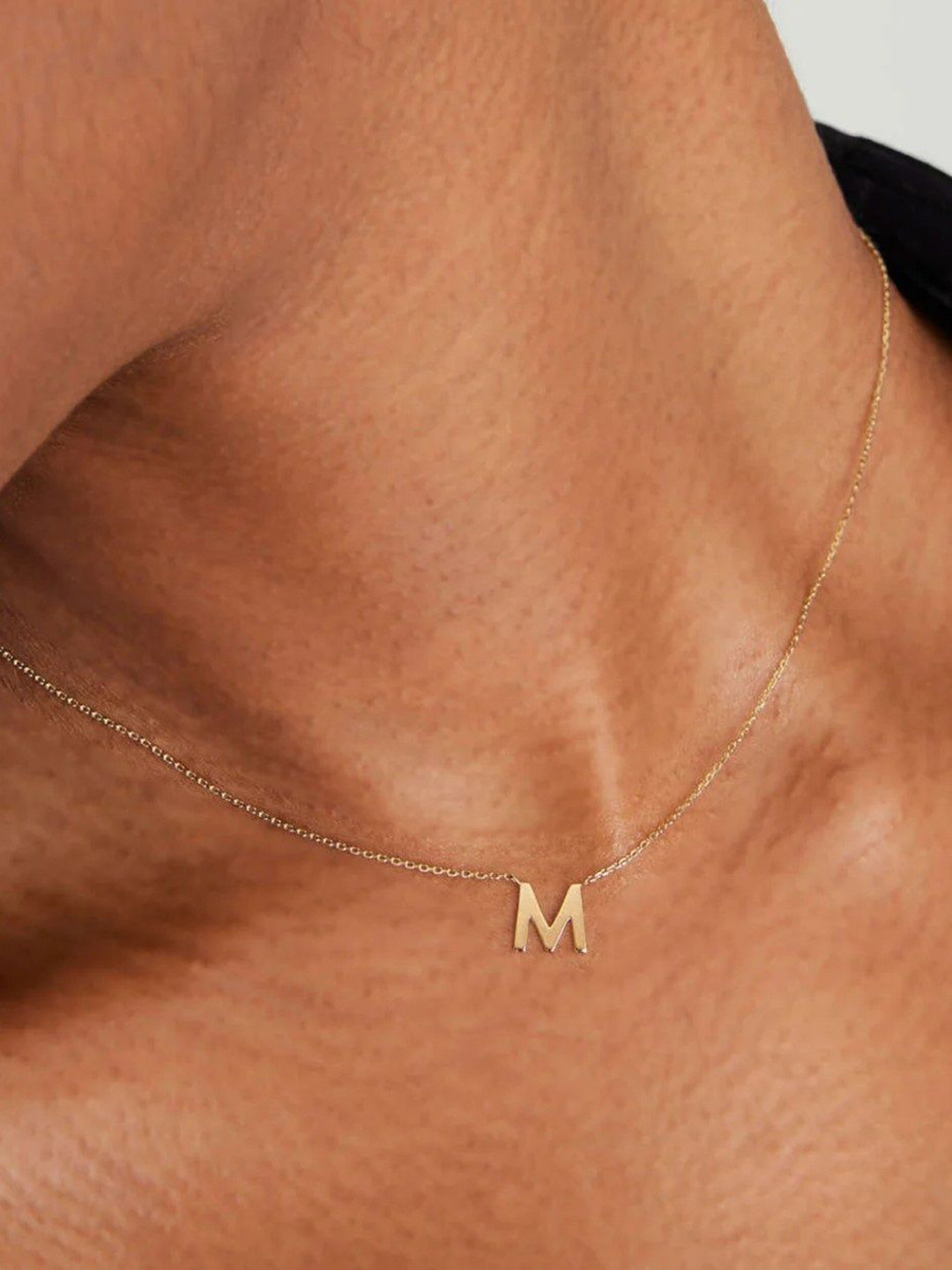 WOOYOU Sterling Silver Gold-Plated Letter Quirky Pendant With Chain