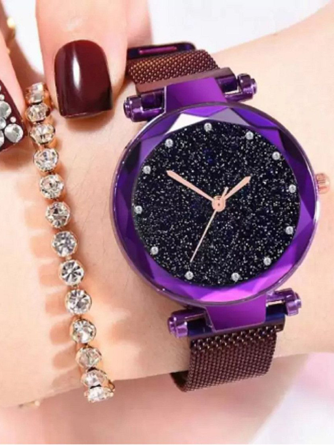 Miss Perfect Women Embellished Dial & Bracelet Style Straps Analogue Watch PL403