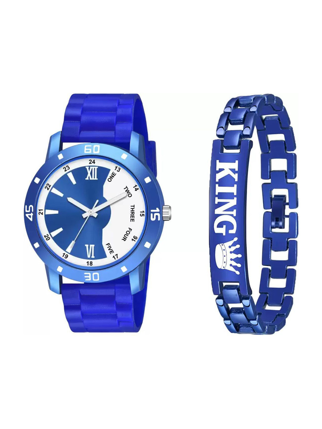 Miss Perfect Men Printed Dial & Textured Straps Analogue Watch With Bracelet ACC11
