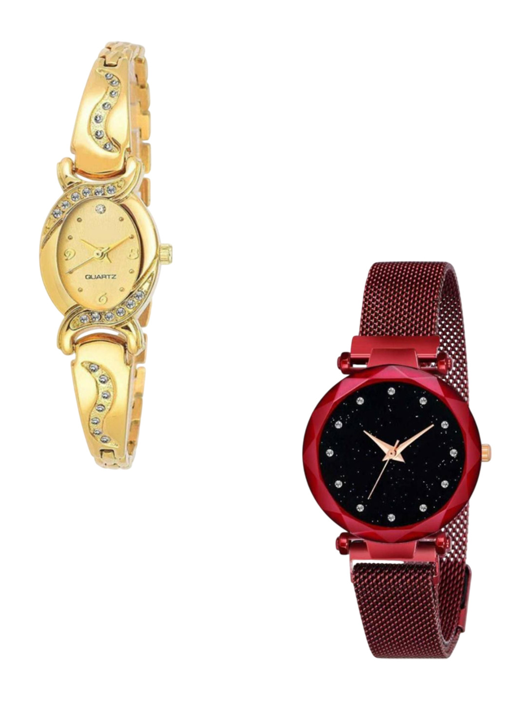 Miss Perfect Women Pack of 2 Embellished Dial Analogue Watches COA184