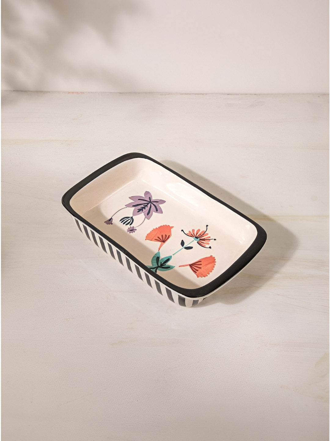 FREEDOM TREE Sativa Black & Beige Printed Ceramic Baking Dish Bakeware