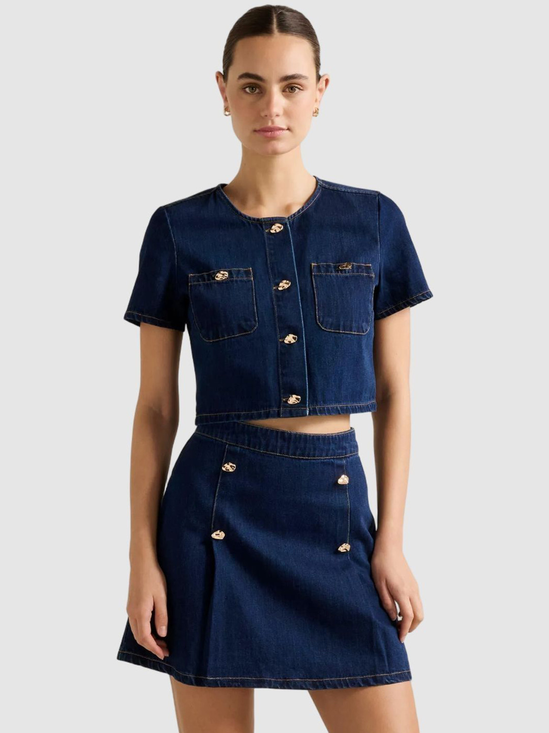 Forever New Casual Denim Cotton Relaxed Fit Shirt