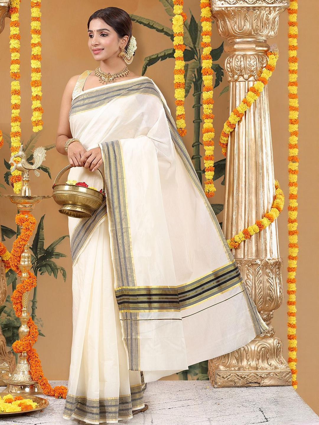 Kalyan Silks Woven Design Kasavu Saree
