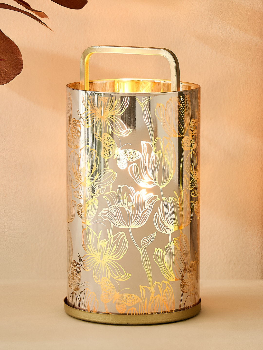 Home Centre Gold-Toned & Silver-Toned Wables Glen Ivy Hurricane Candle Holder