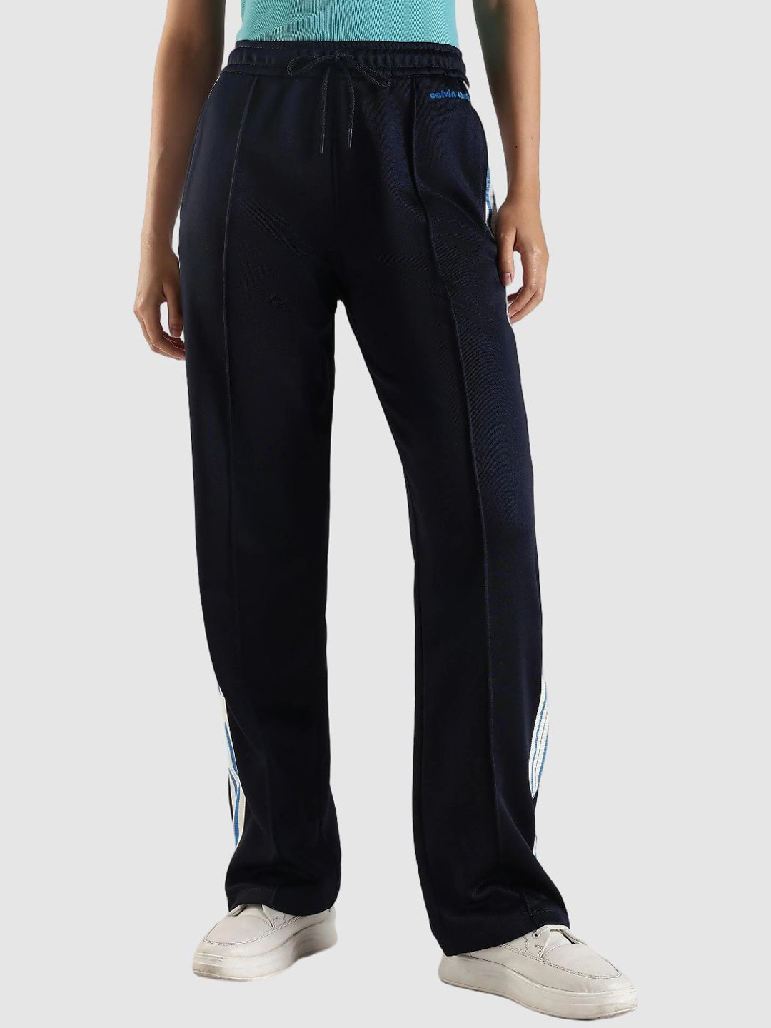 Calvin Klein Jeans Women Striped High-Rise Track Pants
