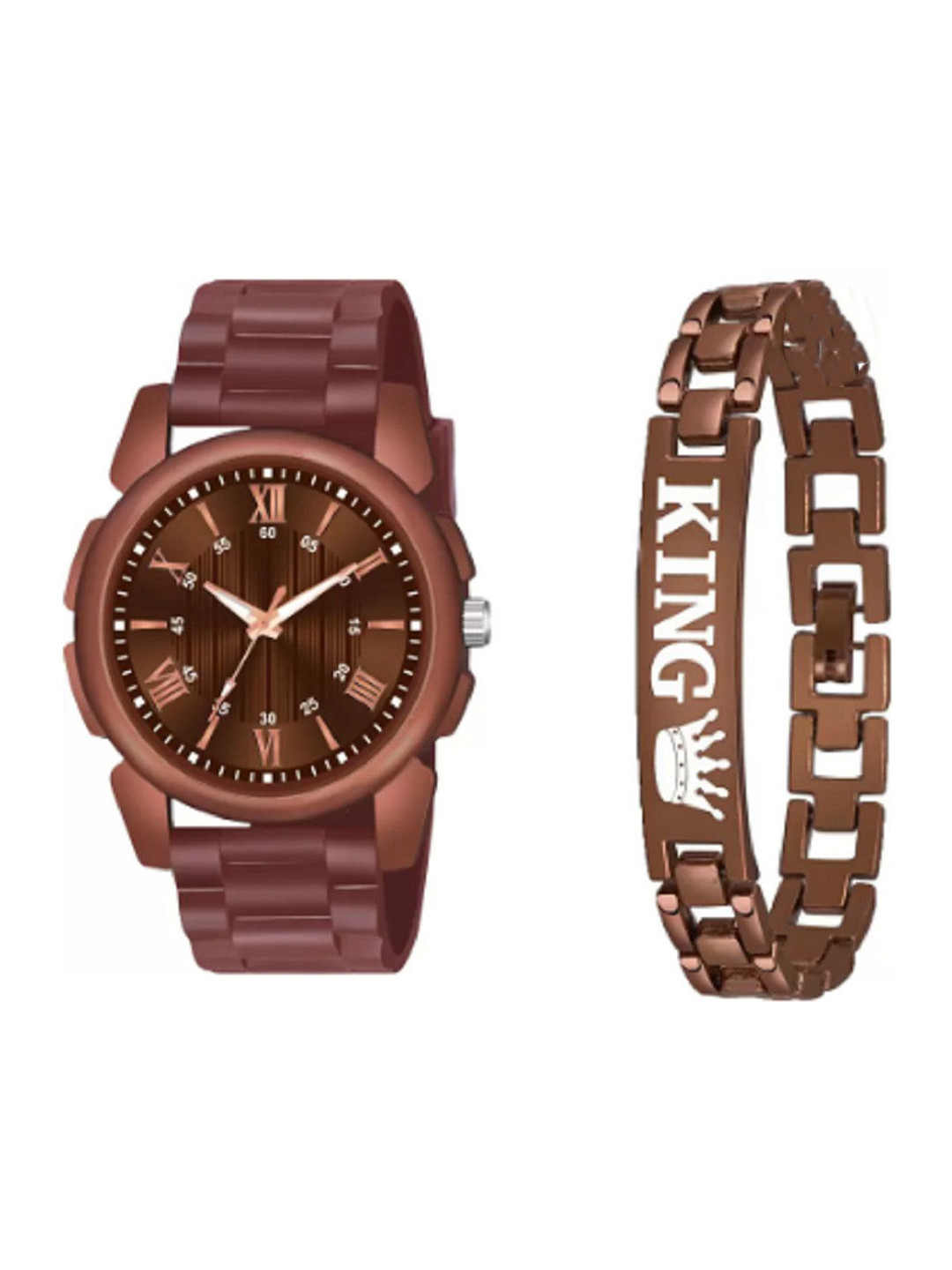 Miss Perfect Men Patterned Watch with Bracelet