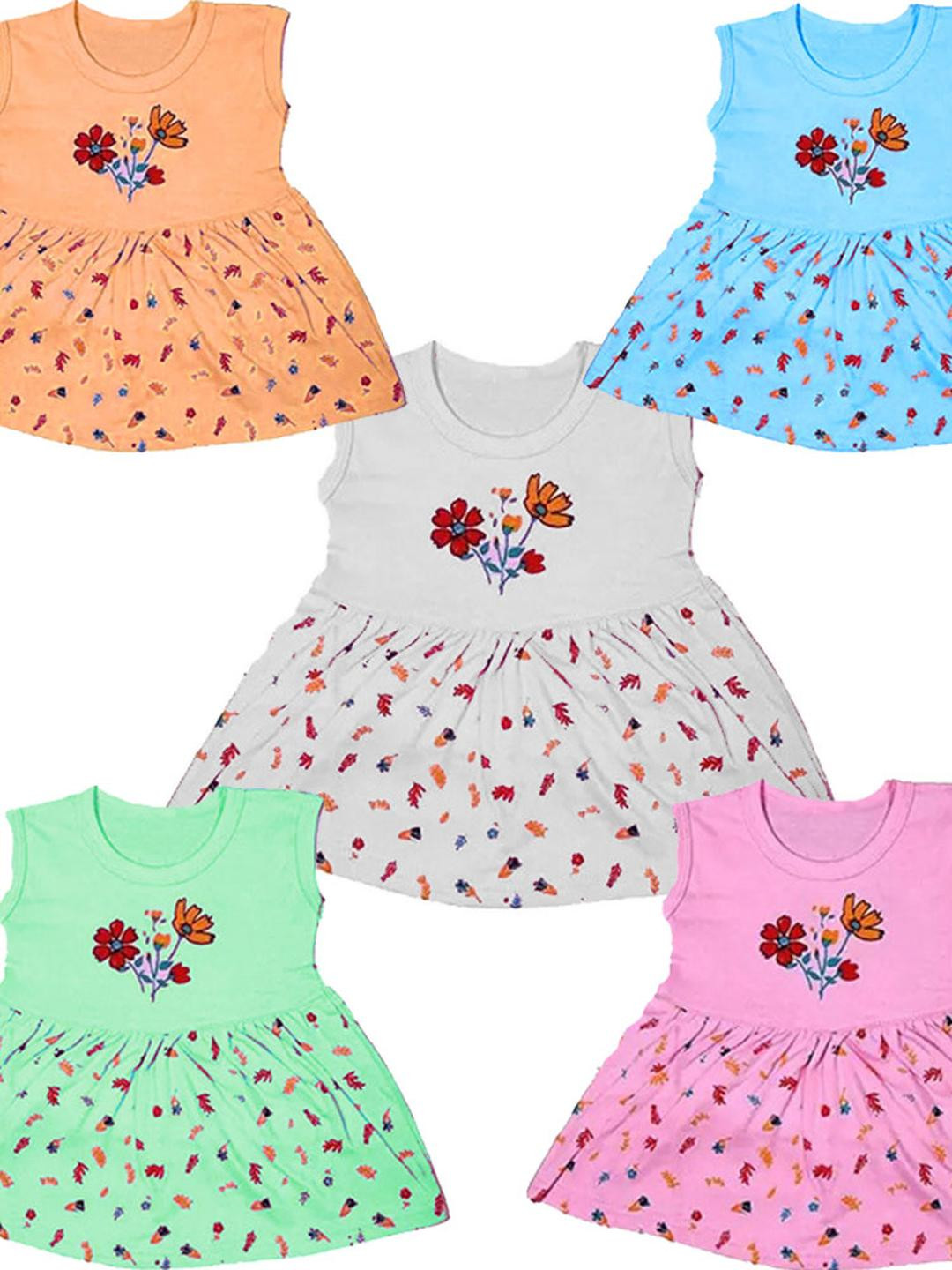 SK NAREN Girls Cotton Floral Fit & Flare Dress