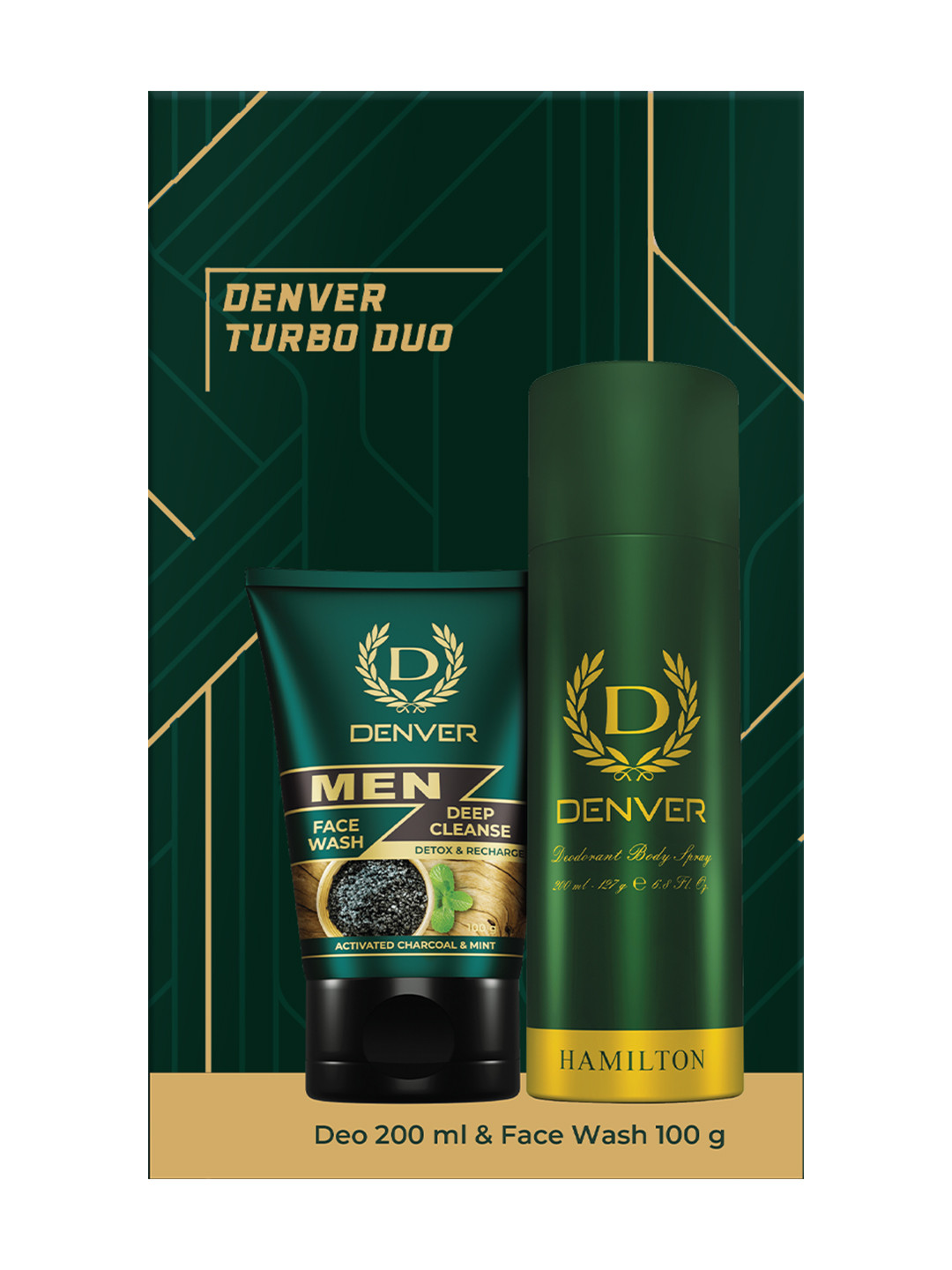 Denver Turbo Duo Pack - Hamilton Deodorant 200ml & Deep Cleanse Face Wash 100g