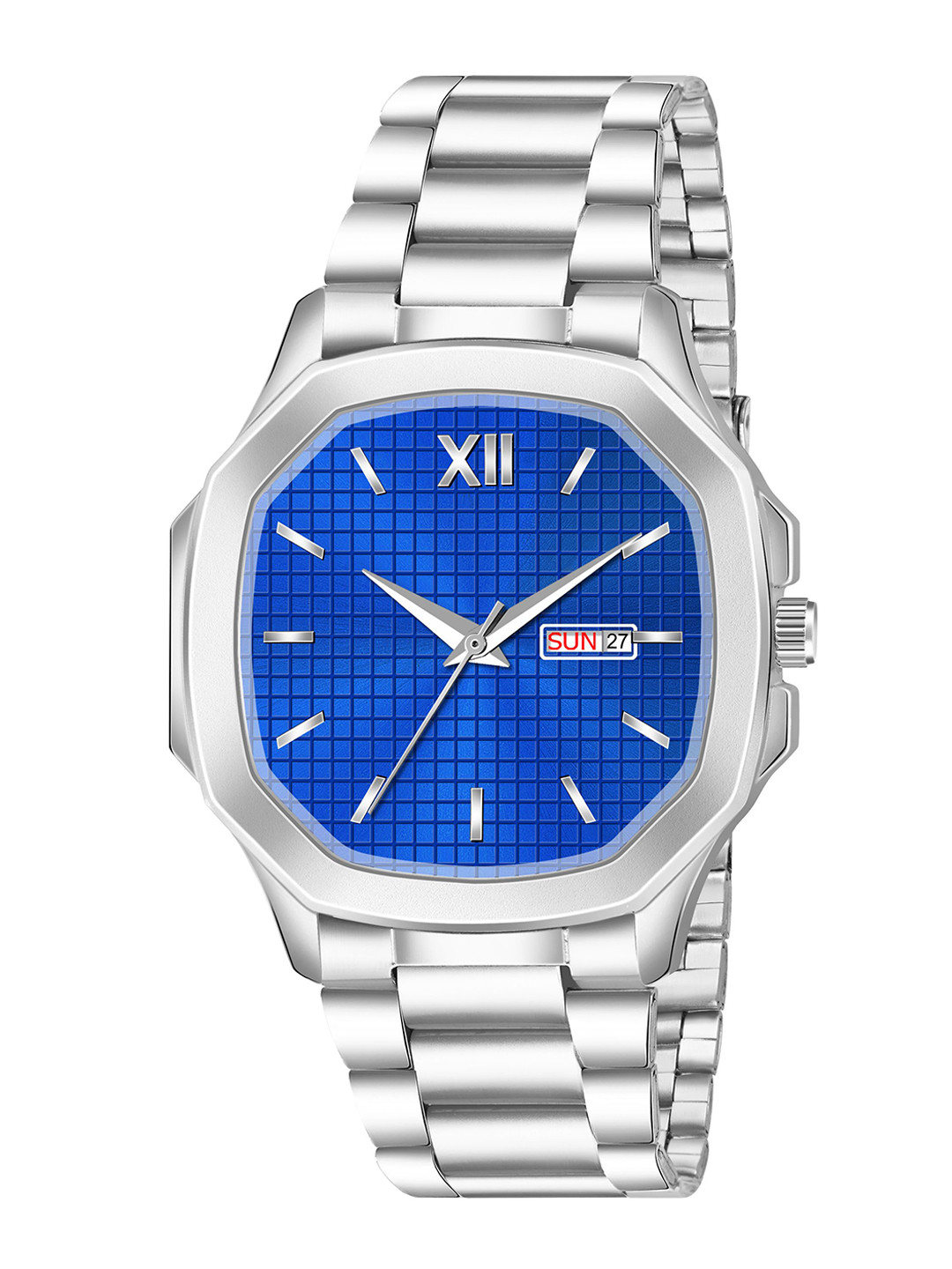 FROZIL Men Patterned Dial & Stainless Steel Straps Analogue Watch ARABIC BLUE