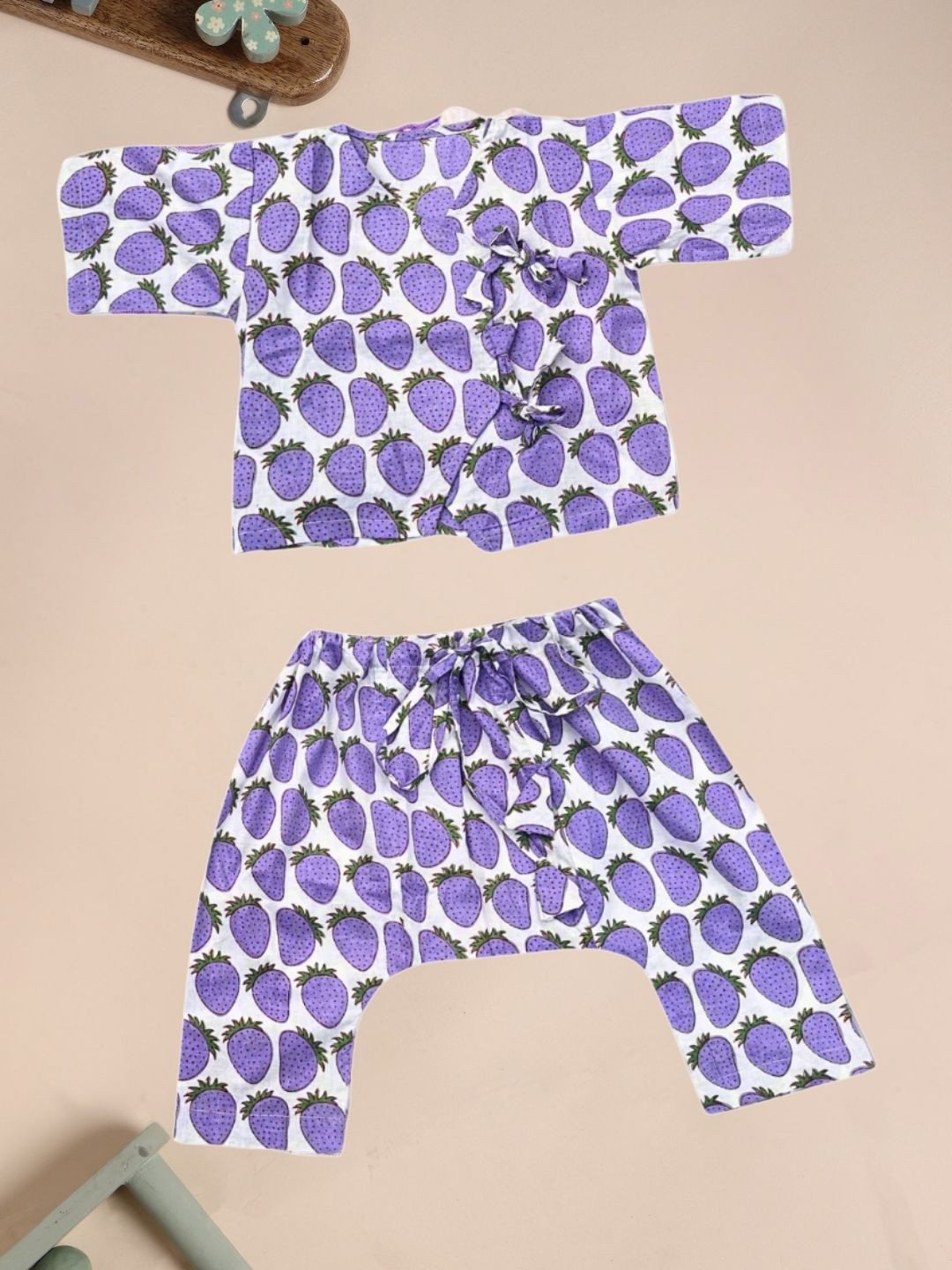 Safeera Kids Printed Short Sleeves Pure Cotton Jhabla With Trouser