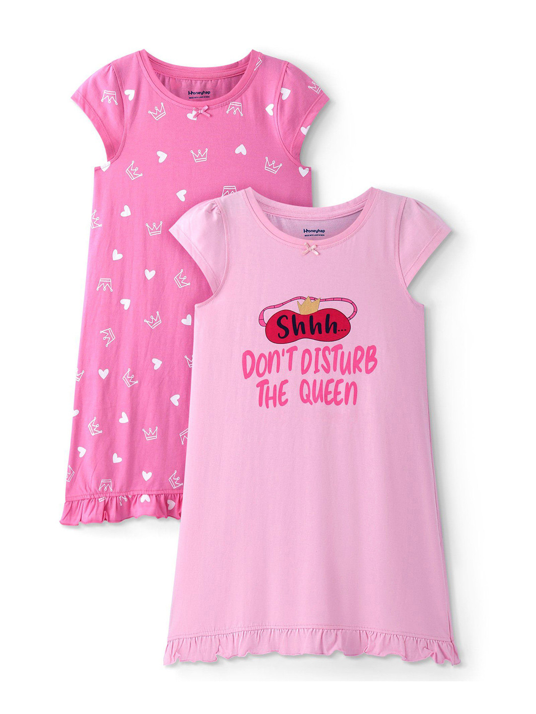 Honeyhap Girls Pack Of 2 Night Gown With Bio Finish