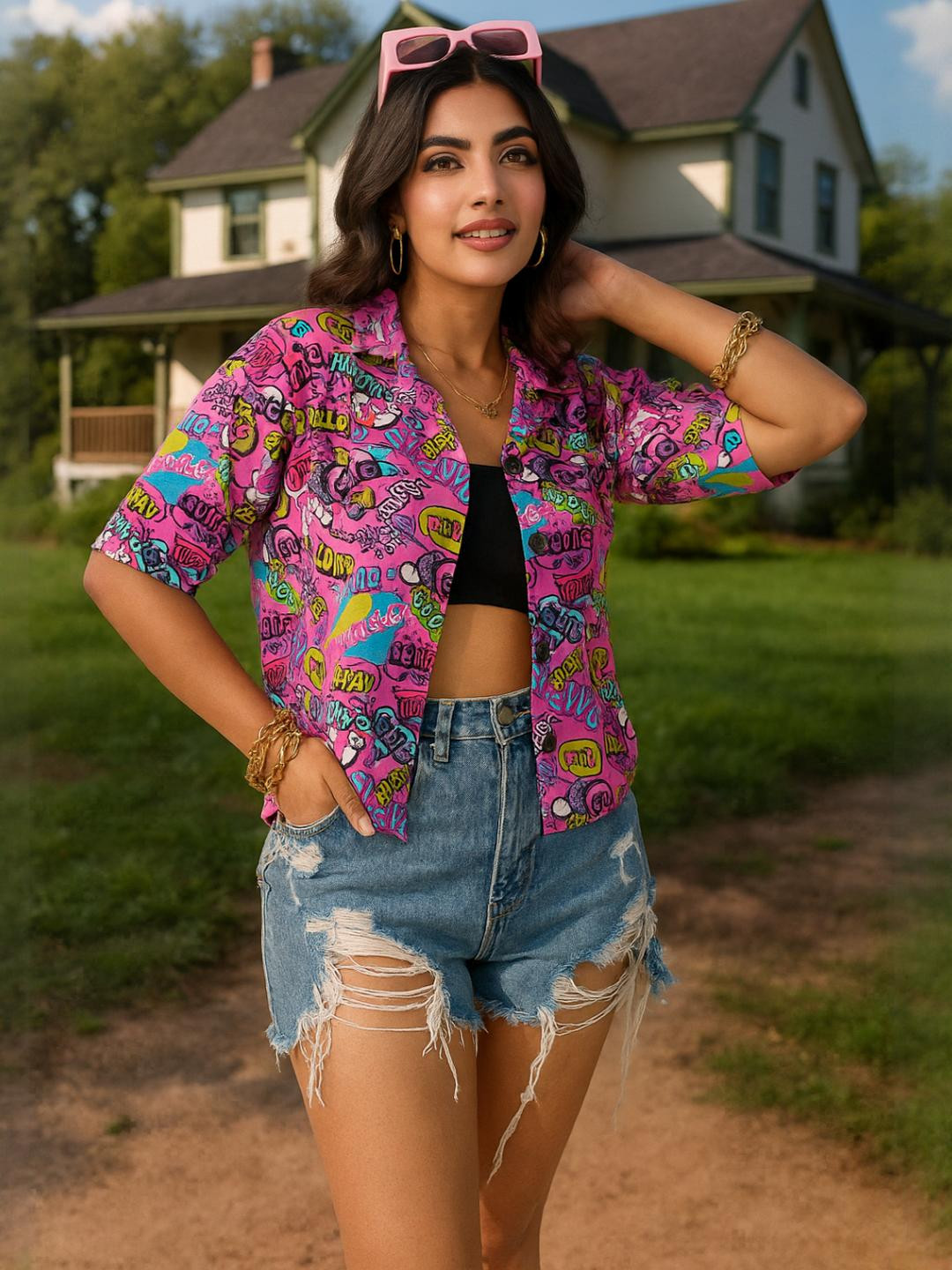 DressBerry Women Pink Viscose Rayon Casual Shirts