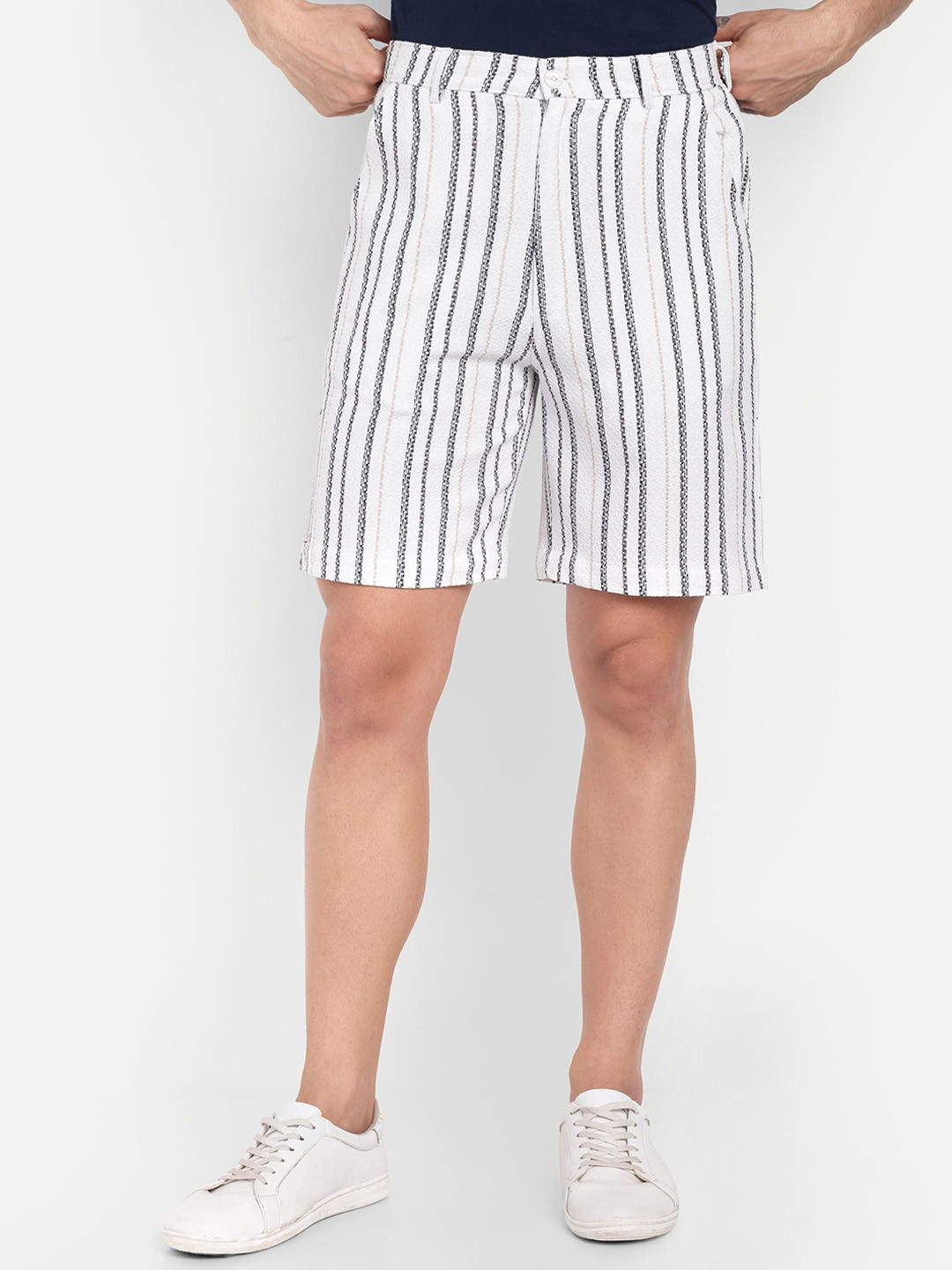 COSMIC Men Striped Mid-Rise Regular Fit Shorts