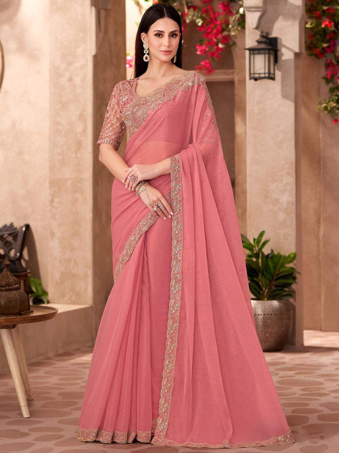 all about you Sequinned Pure Georgette Saree