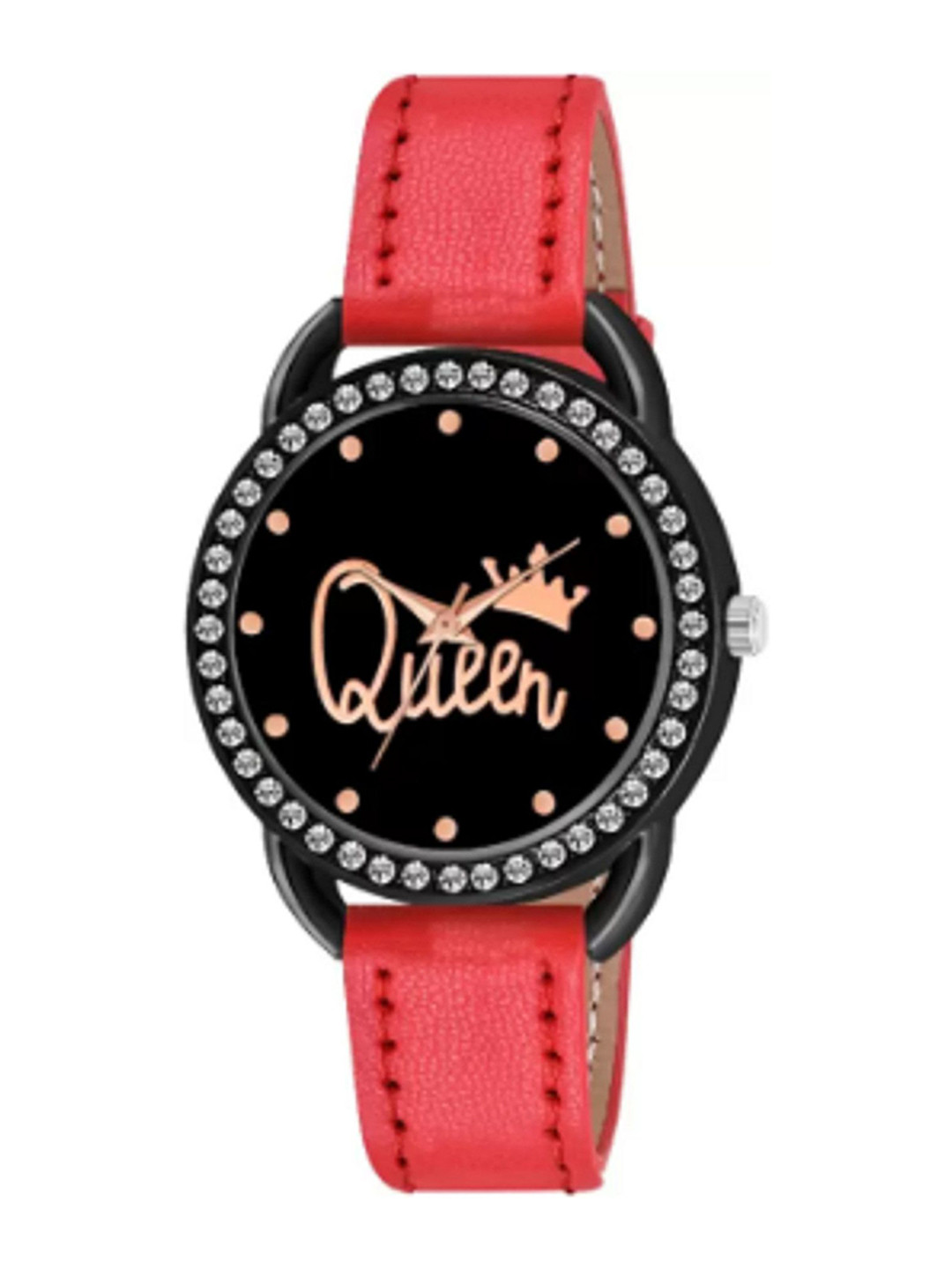 Miss Perfect Women Embellished Dial & Leather Straps Analogue Watch DF183
