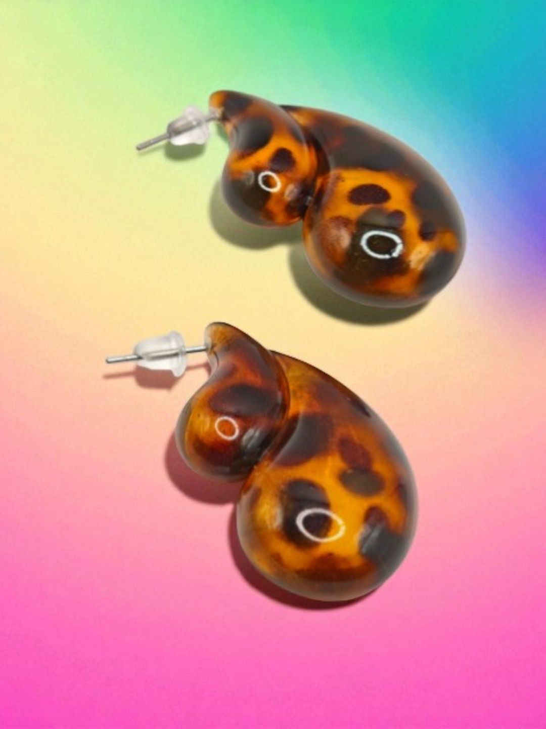 SAPRAA TRENDS Stainless Steel Tiger Print Teardrop Shaped Studs