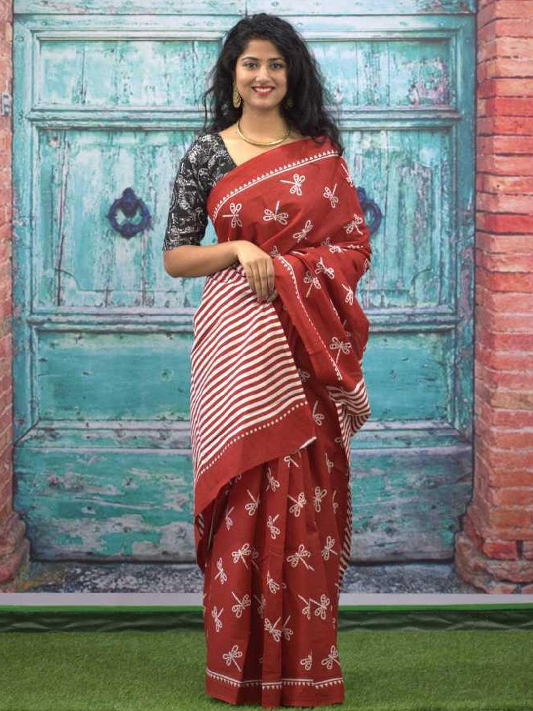 Pinkcity Trade World Hand Block Print pure cotton saree