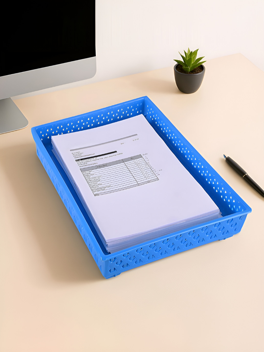 Aura Blue A4 Paper Holder Desk Organiser