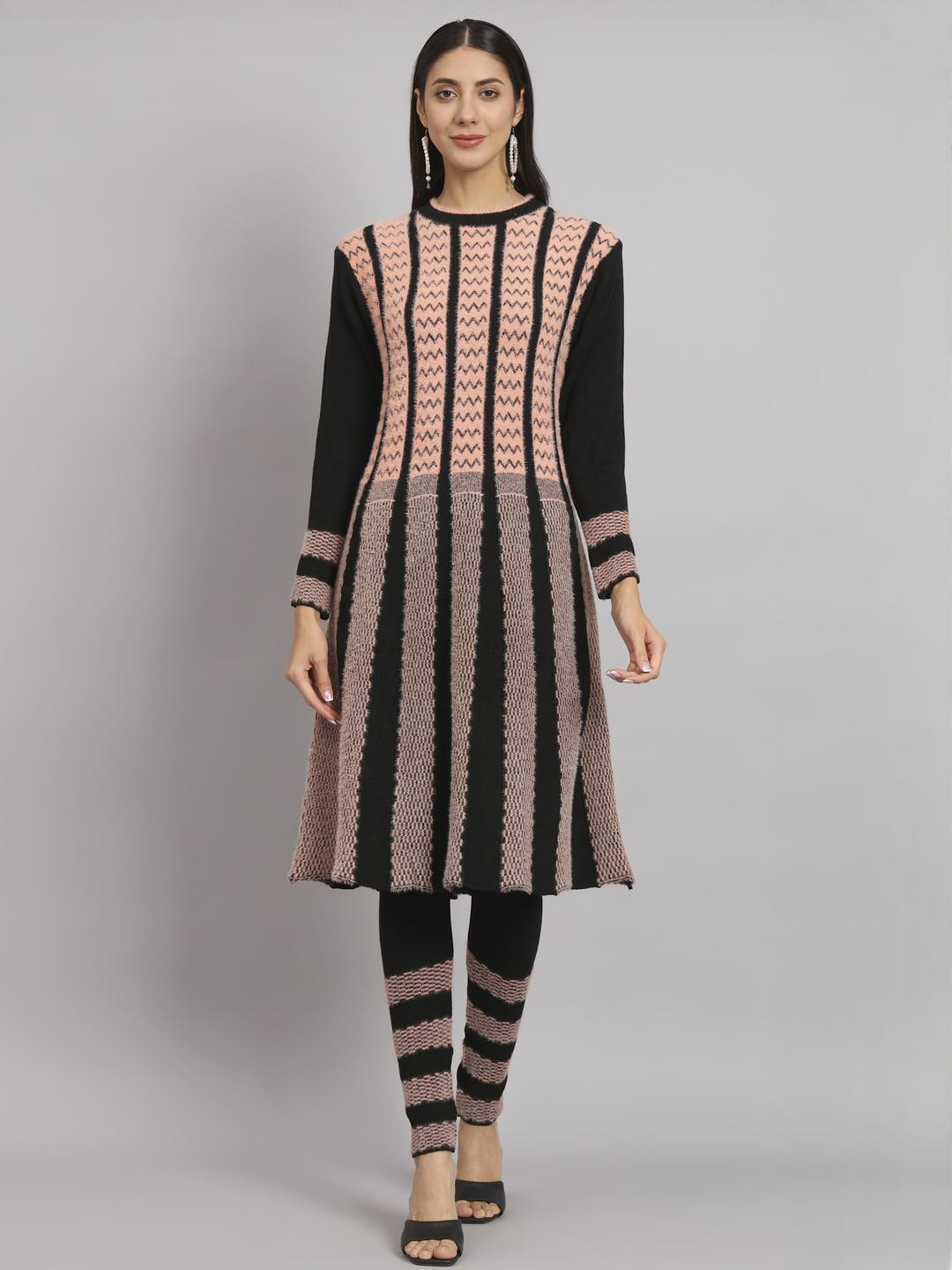 HERMISTON Women Black Pure Wool Kurta Sets