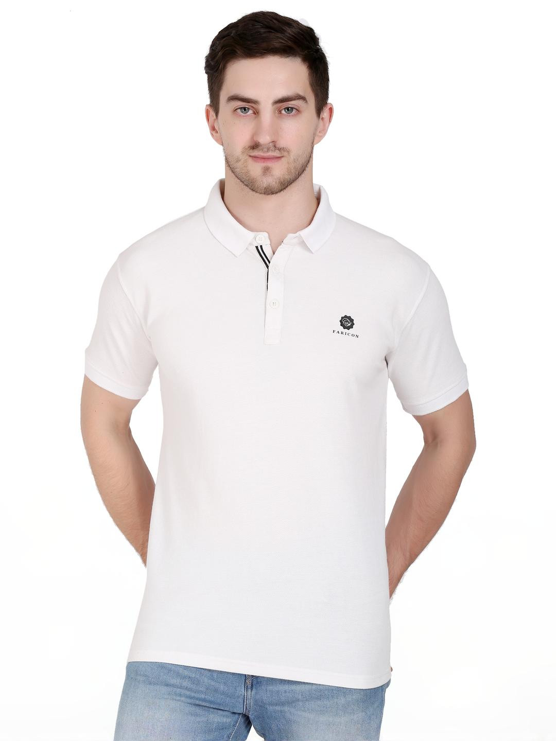 FARICON Men White Cotton Tshirts