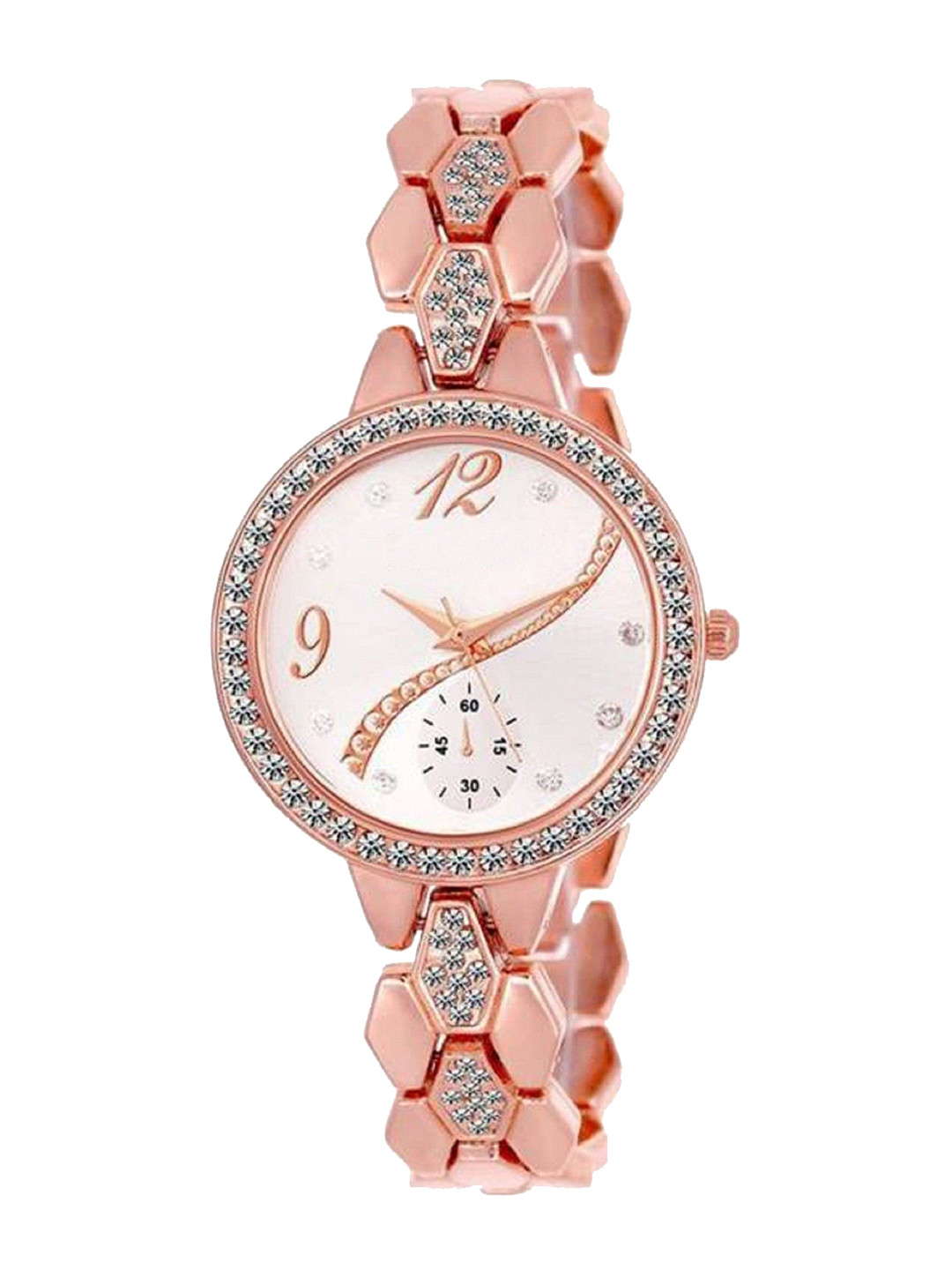 Miss Perfect Women Round Embellished Dial & Bracelet Style Straps Analogue Watch q135