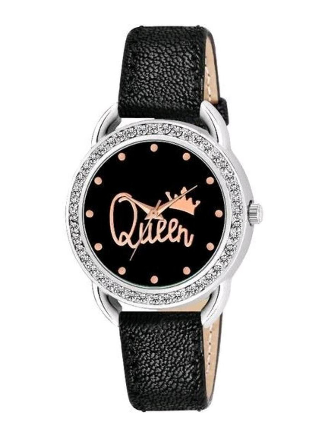 Miss Perfect Women Embellished Dial & Leather Textured Straps Analogue Watch Cvv223