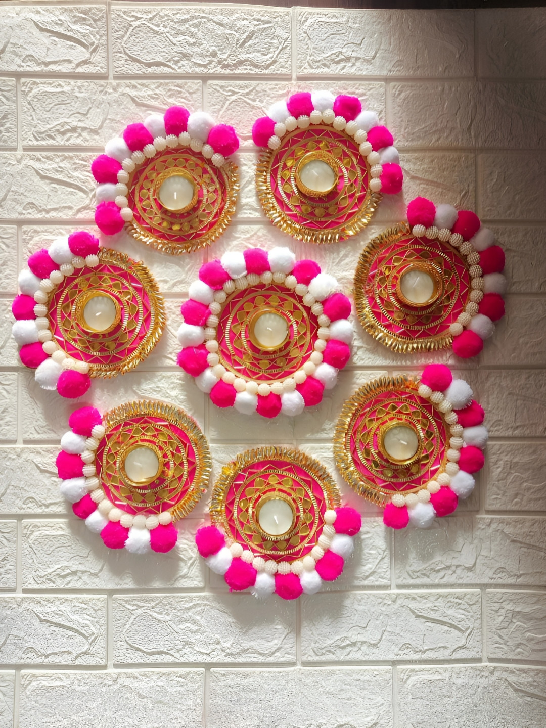 Sellplus Set of 6 Pink & White Candle Holder