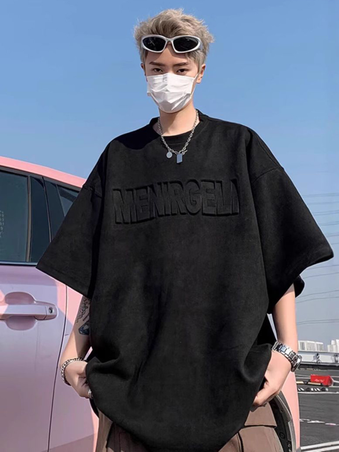 Menirgelia Men Typography Oversized T-shirt