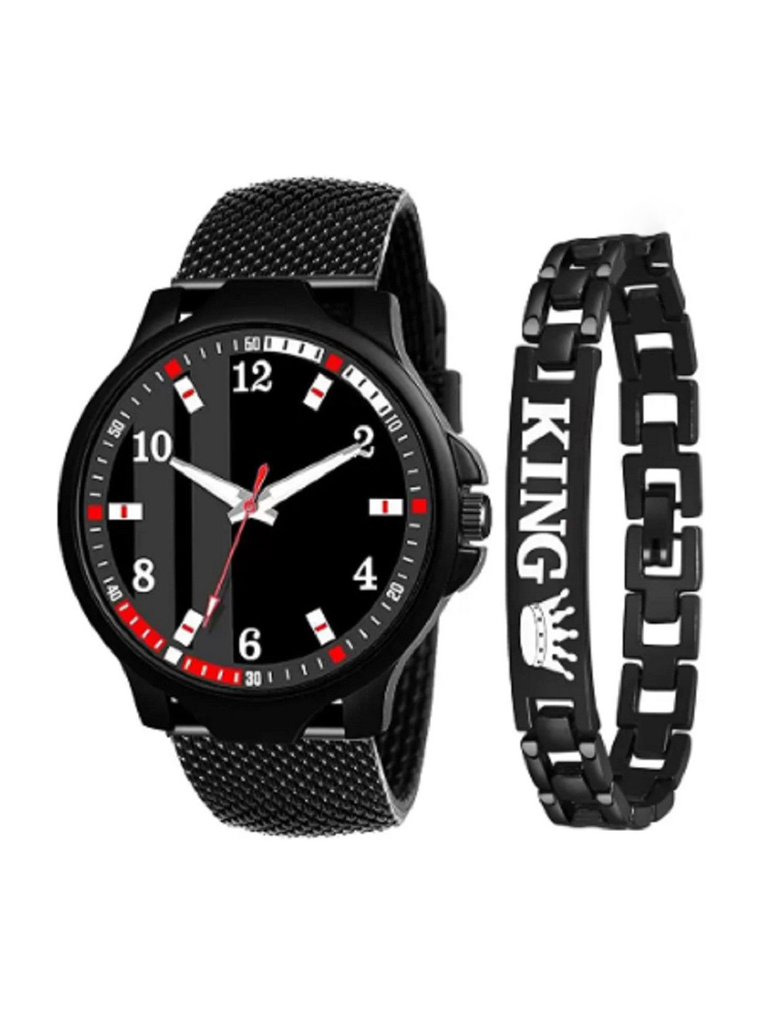 Miss Perfect Men Bracelet With Analogue Watch Gift Set AC70