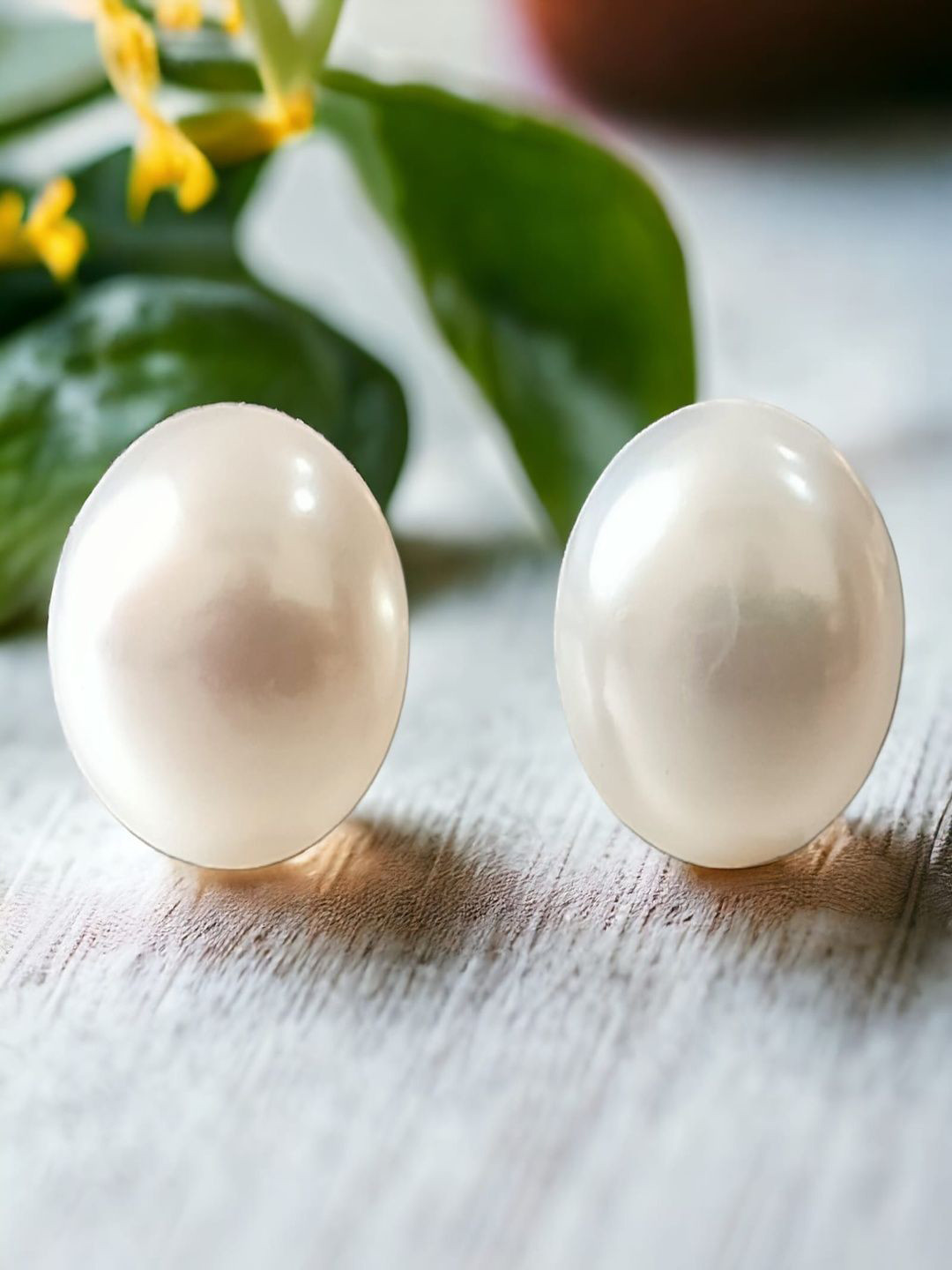 LBV Silver-Plated Pearls Studded Spherical Shaped Studs