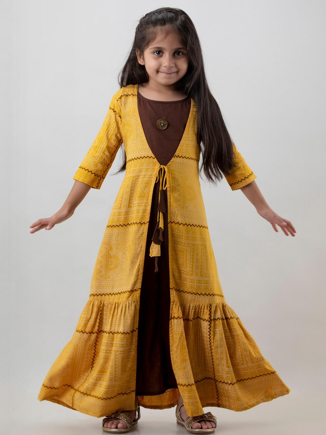 Sangria Girls Viscose Rayon Long Anarkali Kurta