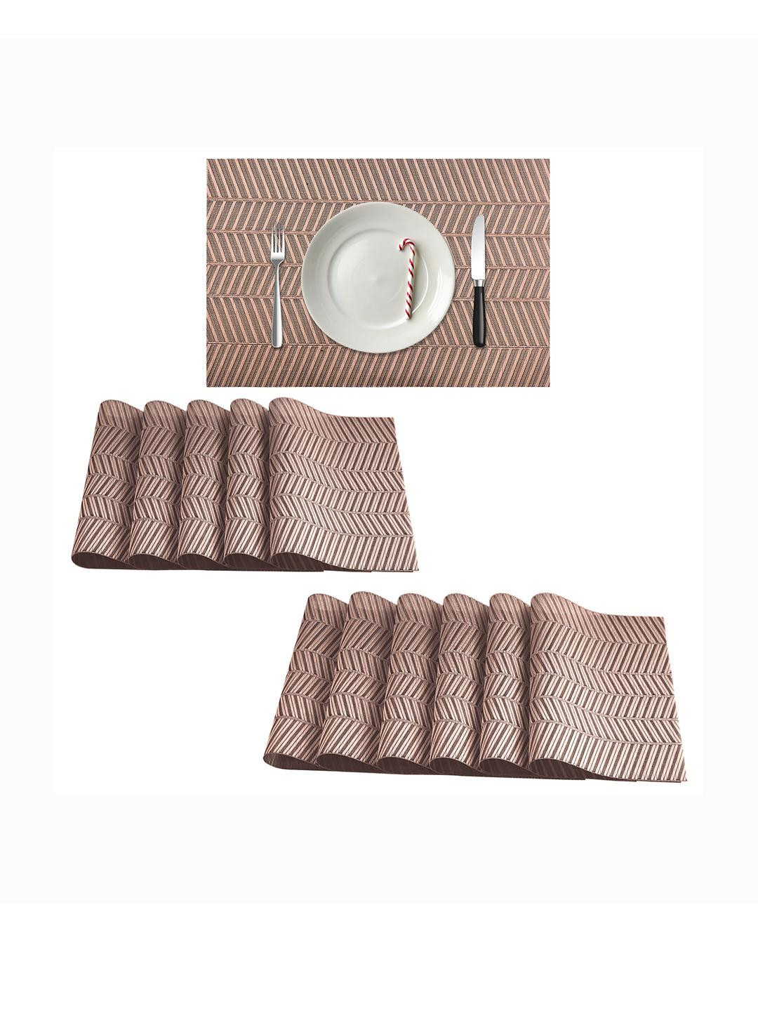 Myntra Elegant Homes Pack of 12 Copper & Black PVC Dining Table Mats
