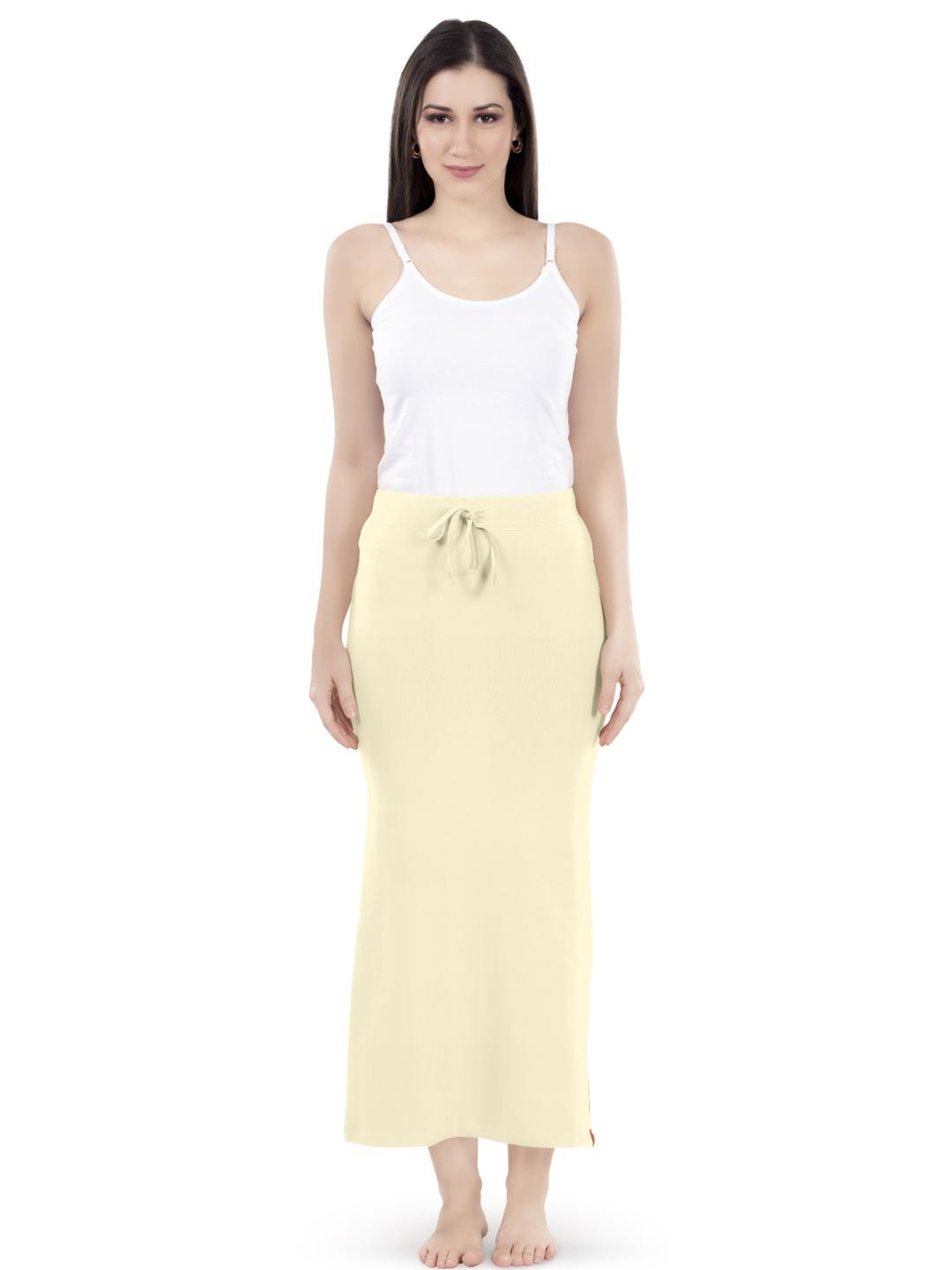 DIGSEL COOL COTTON Women Cream Saree Shape Wear