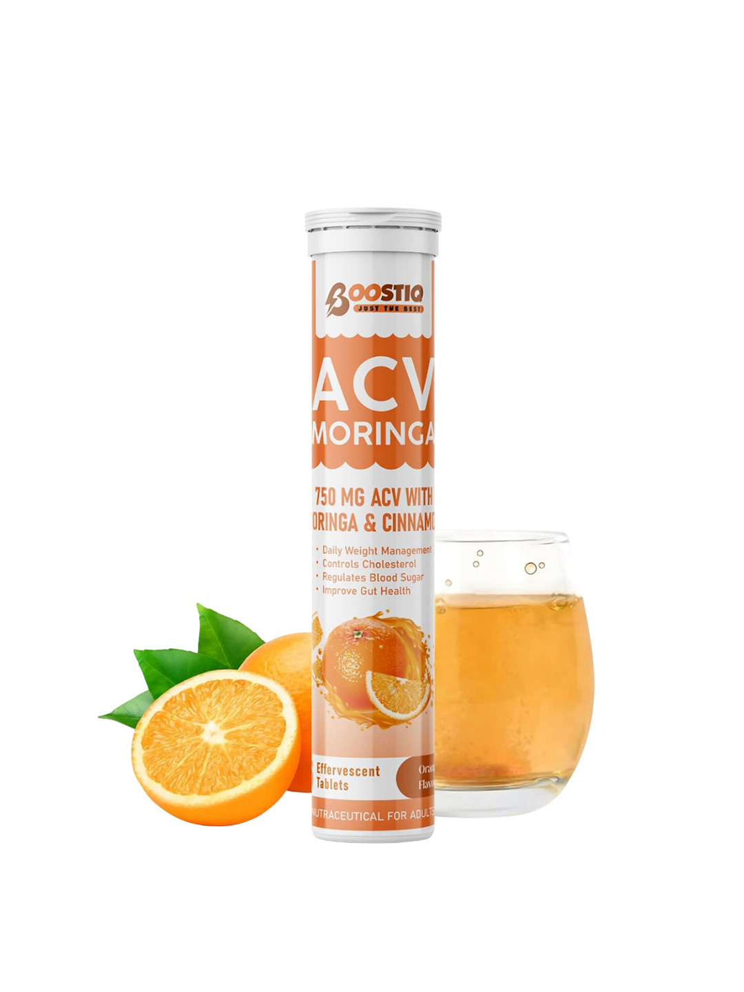 Boostiq Apple Cider Vinegar Tablets - 15 Effervescent Tablets - Orange Flavor