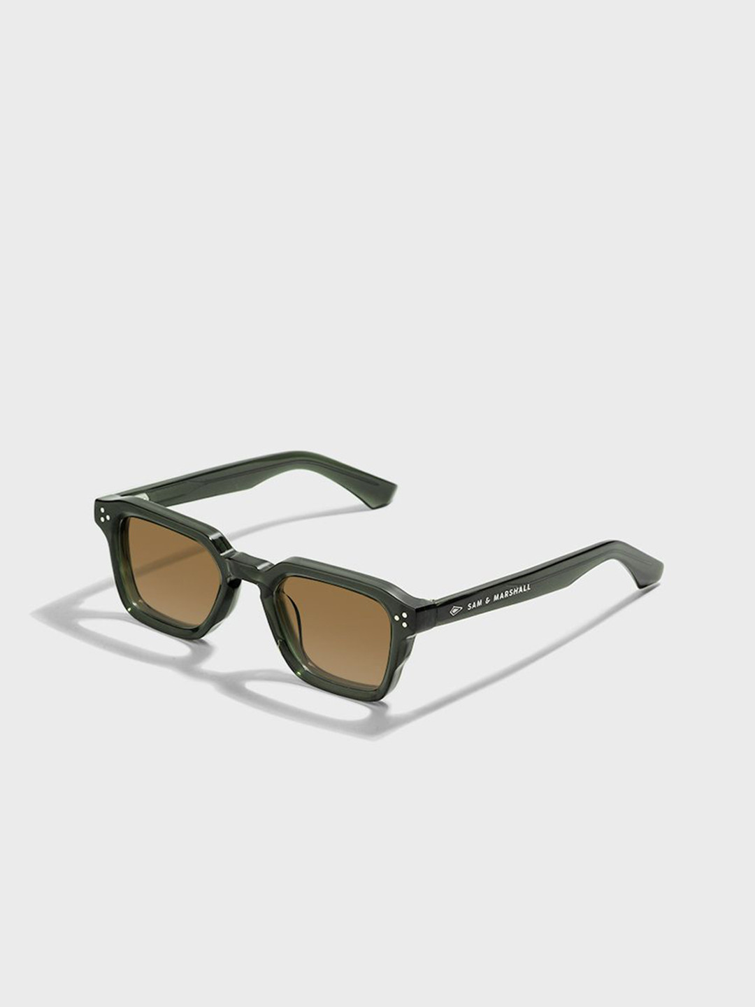 SAM & MARSHALL Unisex Brown Lens & Green Square Sunglasses MARCO_GREEN_2985
