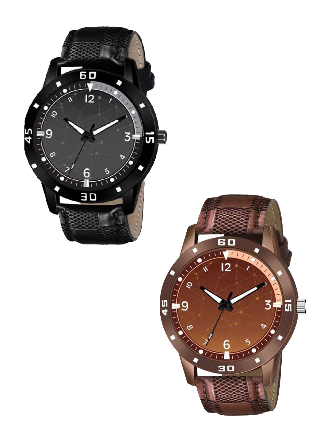 Miss Perfect Men Pack Of 2 Dial & Leather Straps Watch foxx44