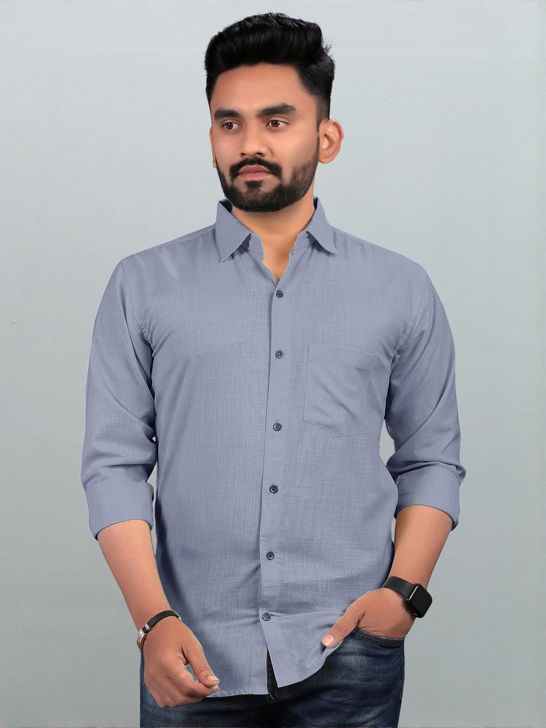 Eleni Trendz Men Grey Cotton Casual Shirts