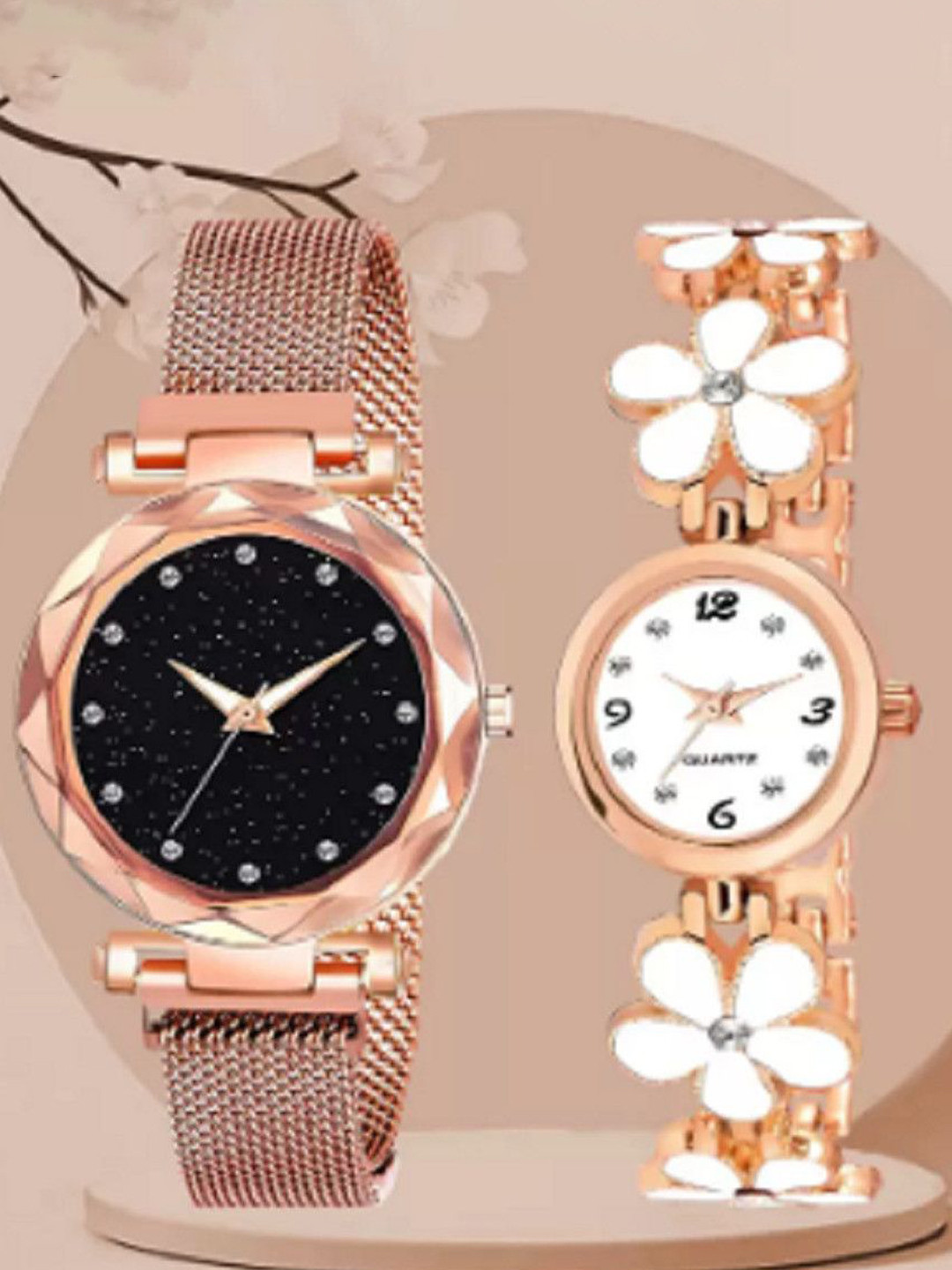Miss Perfect Women Pack of 2 Round Embellished Dial Analogue Watch LJ352