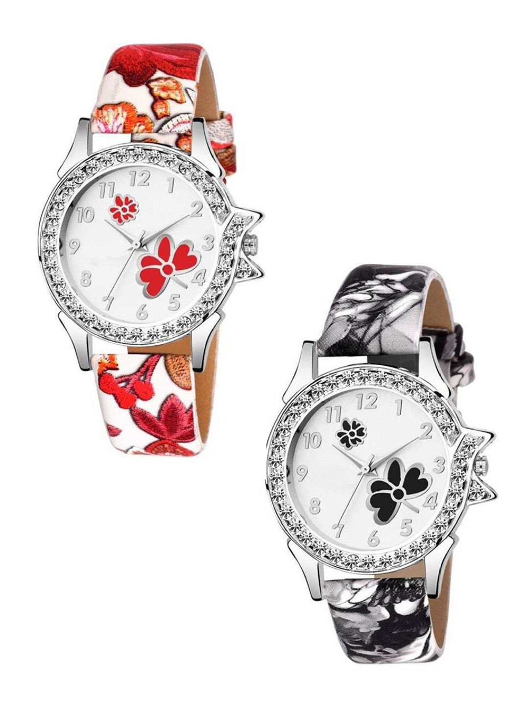 Miss Perfect Women Set of 2 Round Dial & Straps Analogue Watch q74