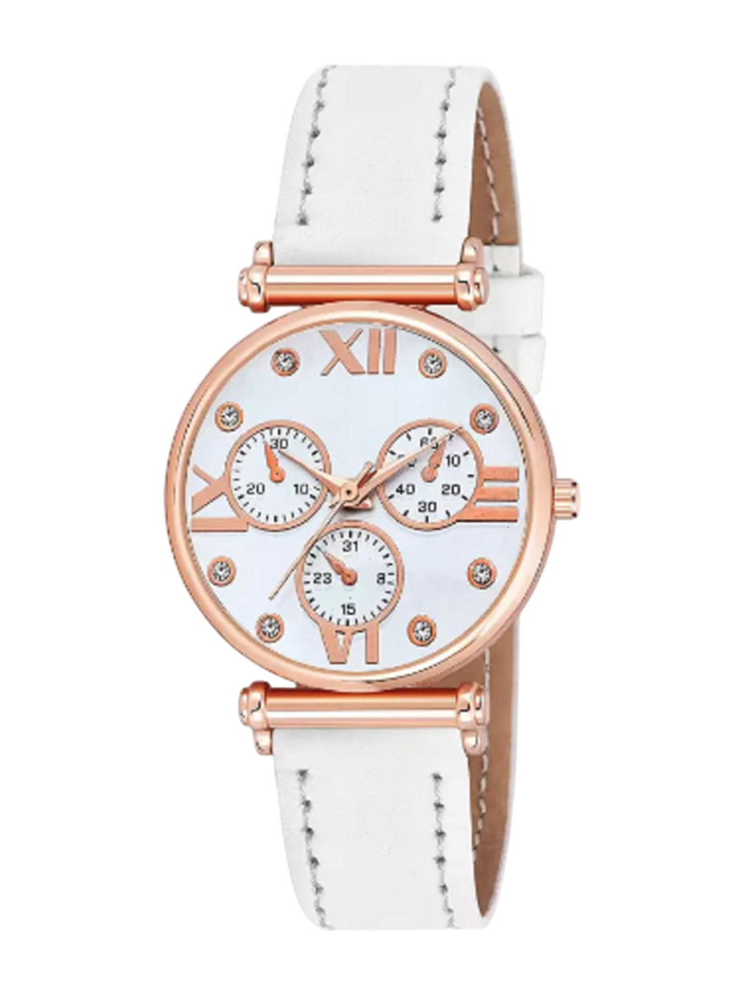 Miss Perfect Women Embellished Dial & Leather Textured Straps Analogue Watch PL481