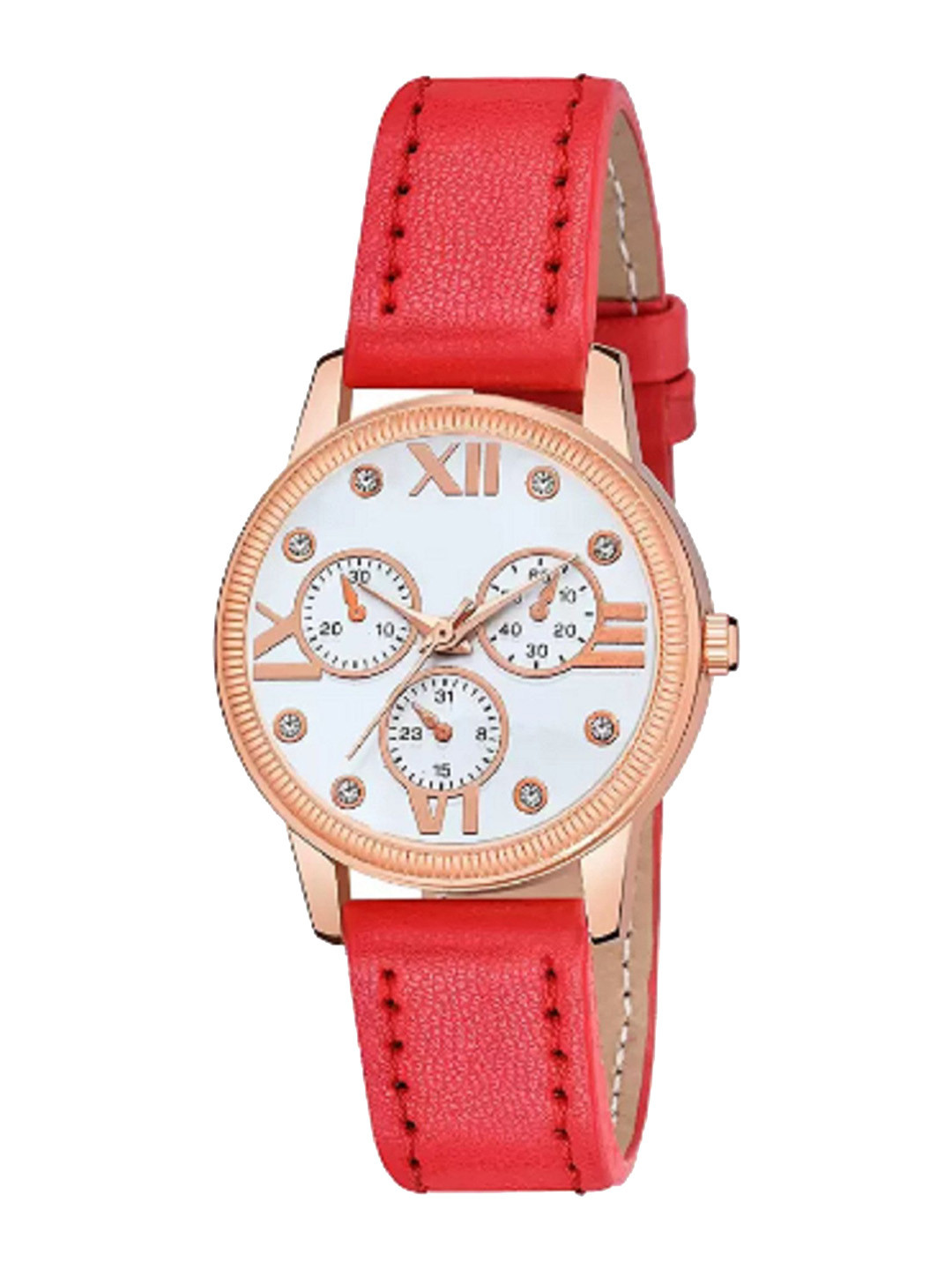 Miss Perfect Women Embellished Dial & Leather Straps Analogue Watch PL463
