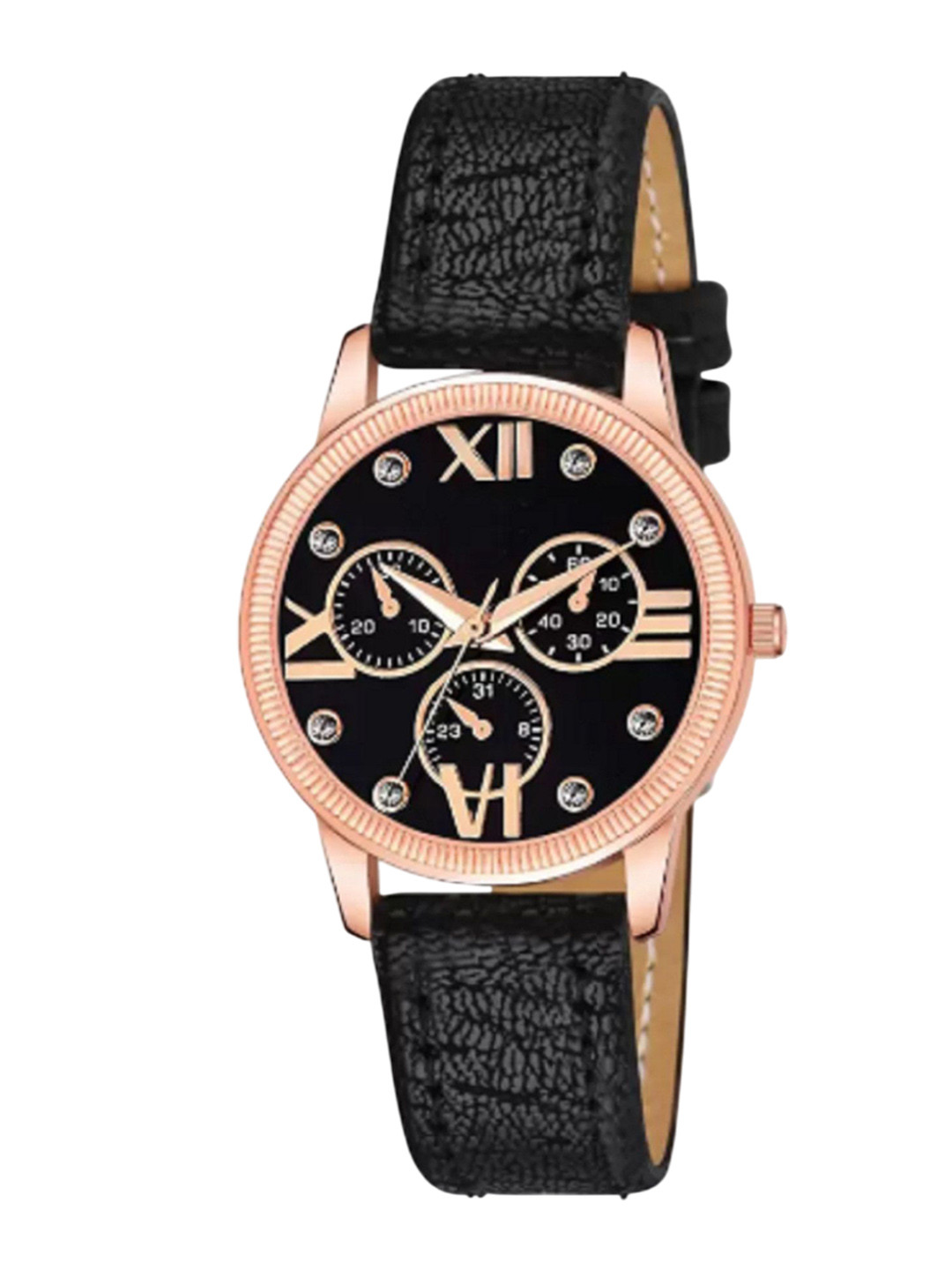 Miss Perfect Women Embellished Dial & Leather Textured Straps Analogue Watch PL451