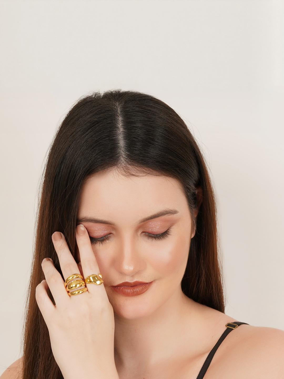 MILLER Women Set of 2 Gold-Plated Finger Ring