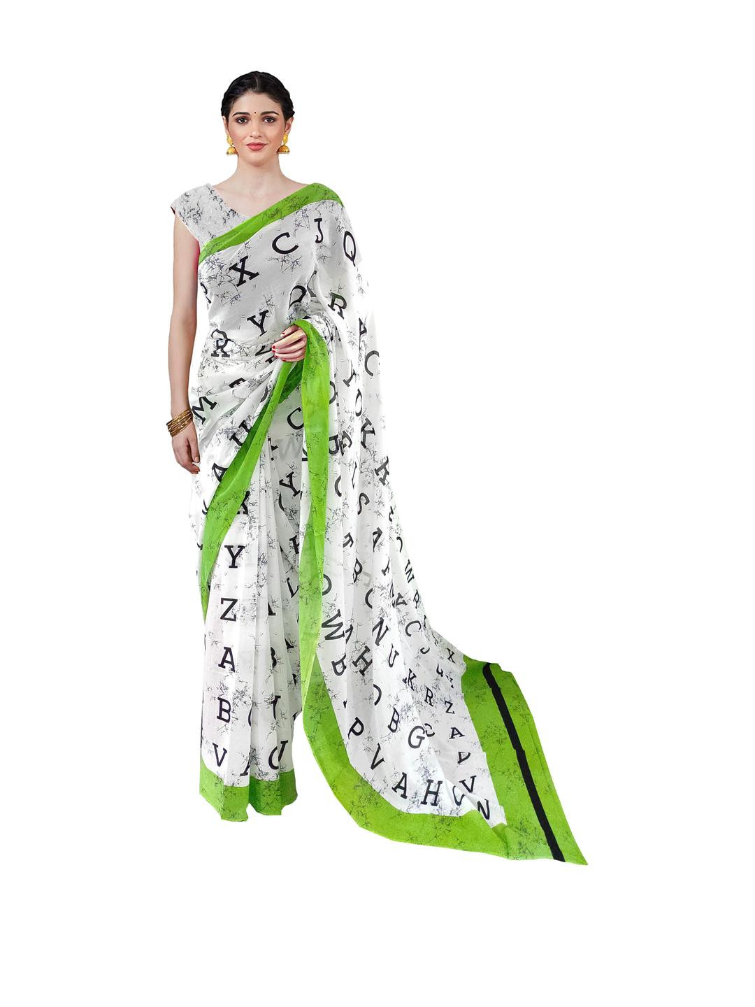 Pinkcity Trade World White Pure Cotton Ikat Sarees