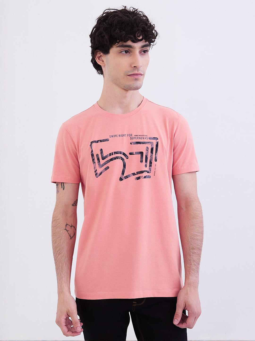 SPYKAR Men Red Polyester Tshirts