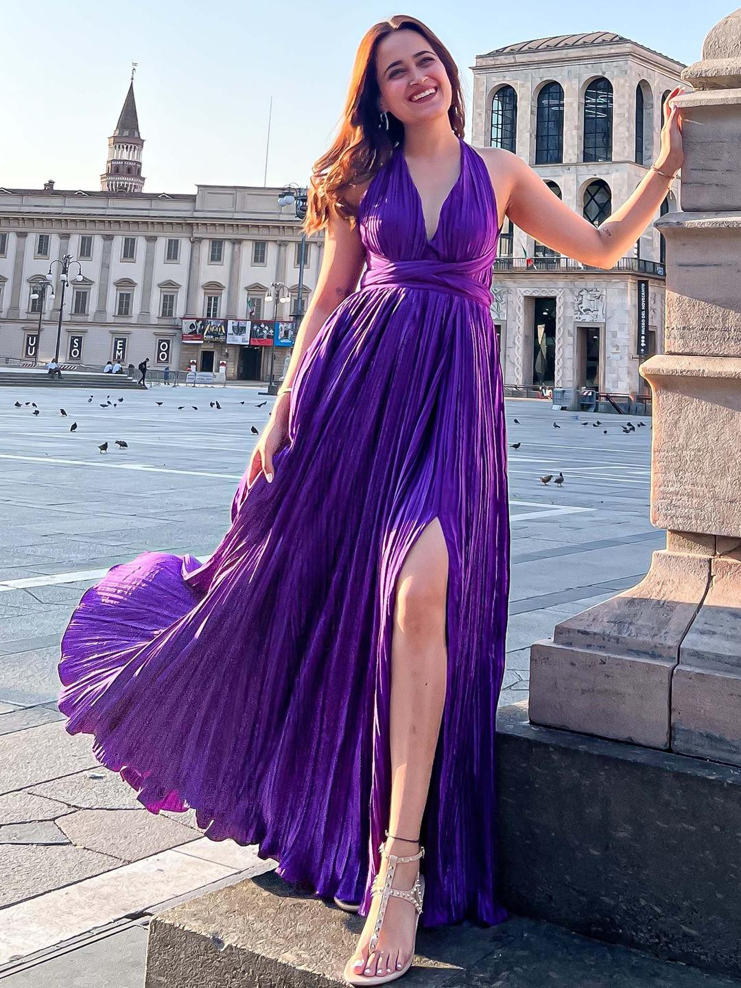 Ordinaree Dolce Vita Halter Neck Crepe Fit & Flare Midi Dress